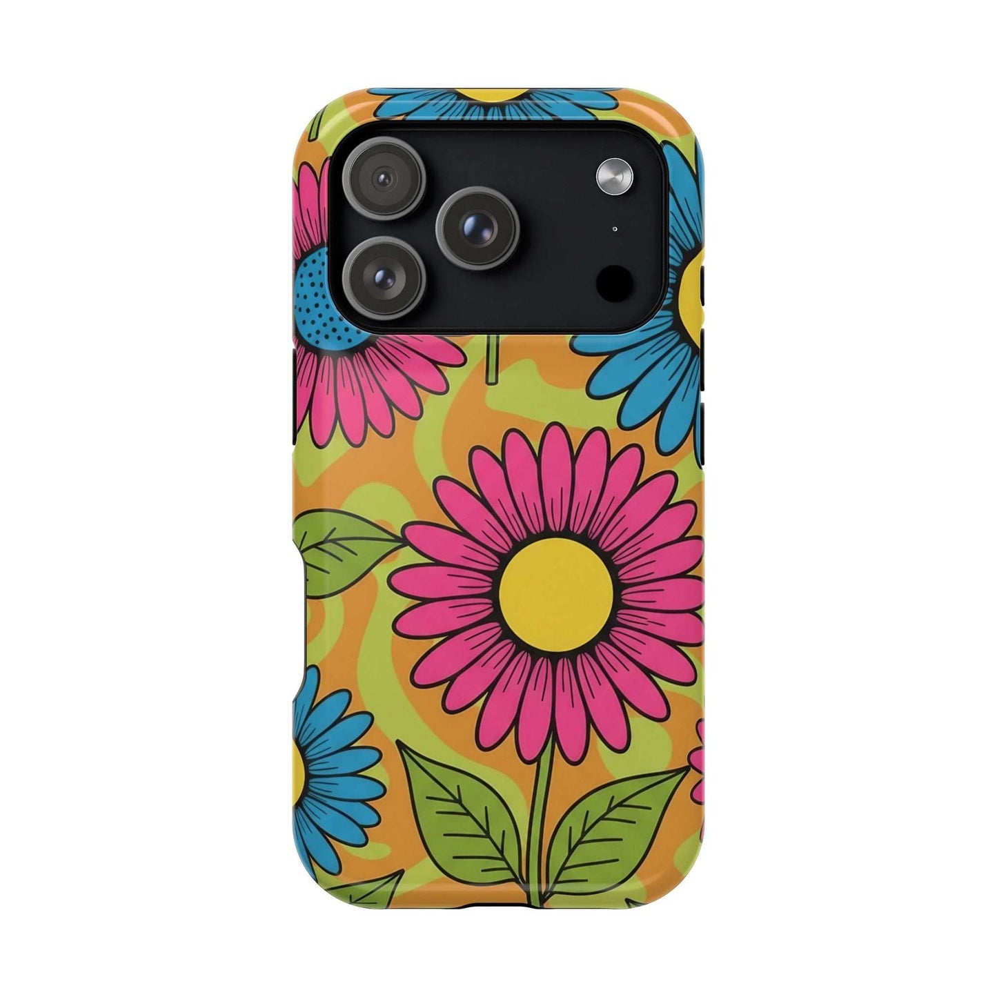 Flower Child iPhone Tough Case with vibrant floral design and magnetic impact-resistant protection