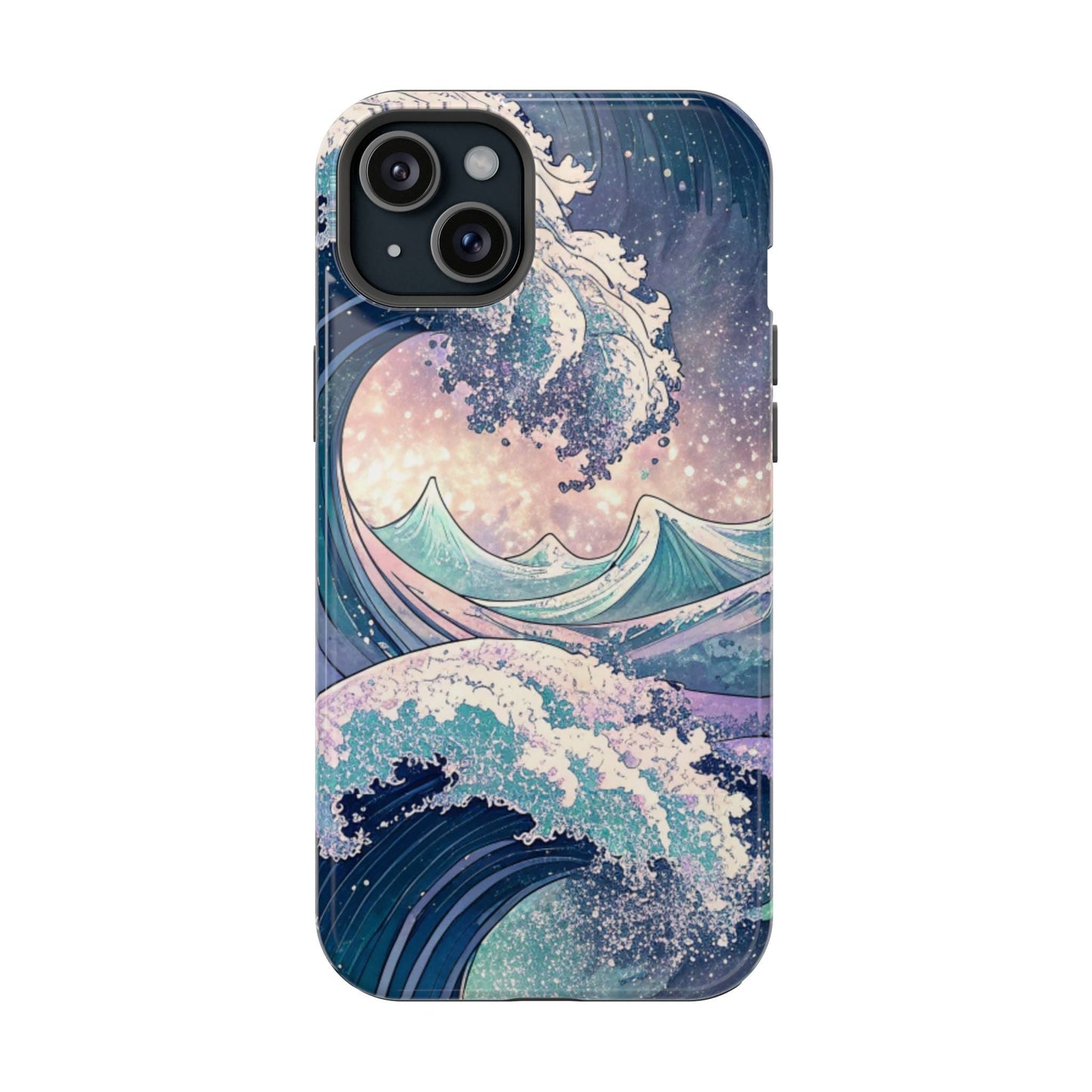Crashing Waves Design iPhone case with magnetic MagSafe protection and dual-layer polycarbonate durable cover