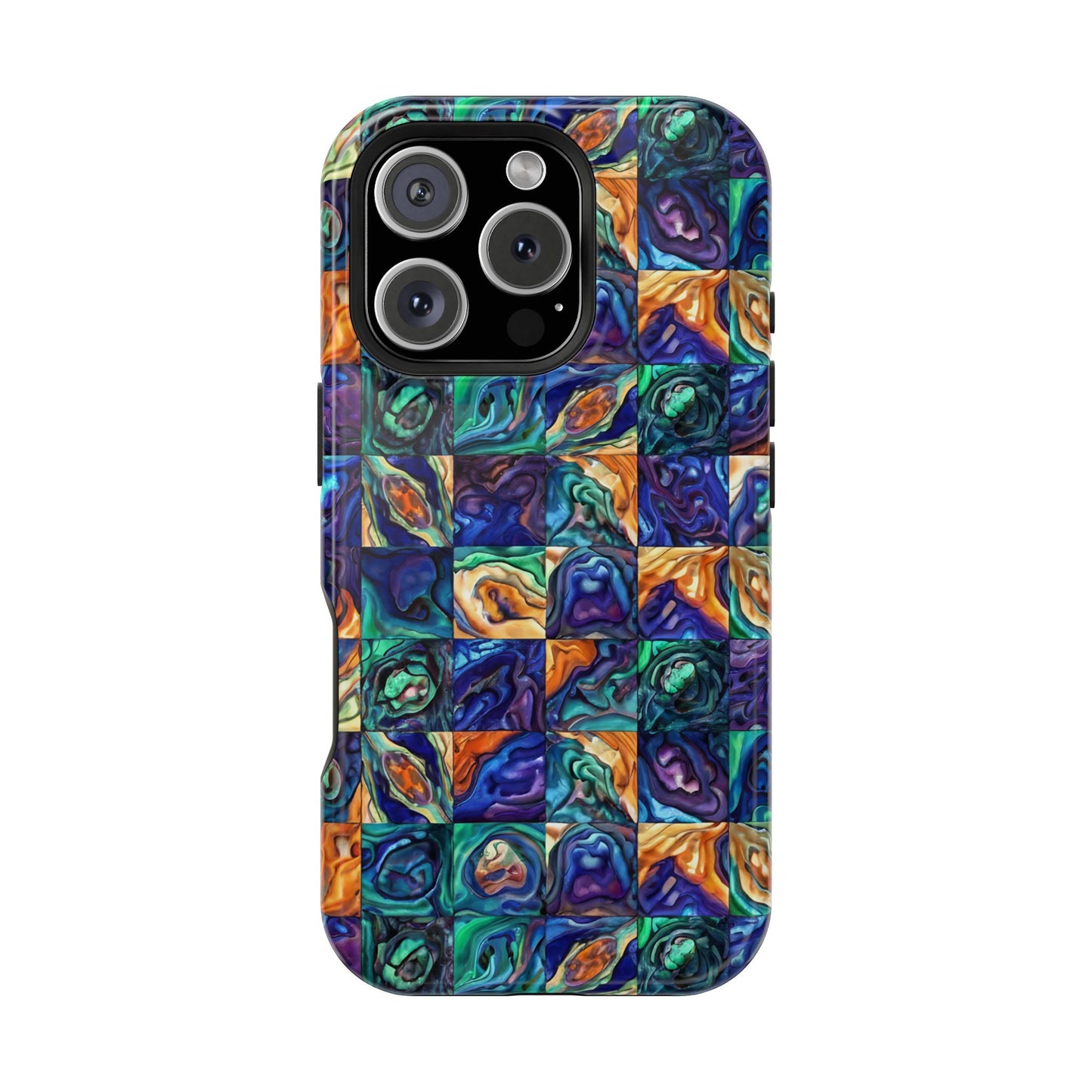 Abstract Purple & Green Seascape Magnetic Impact-Resistant iPhone Case