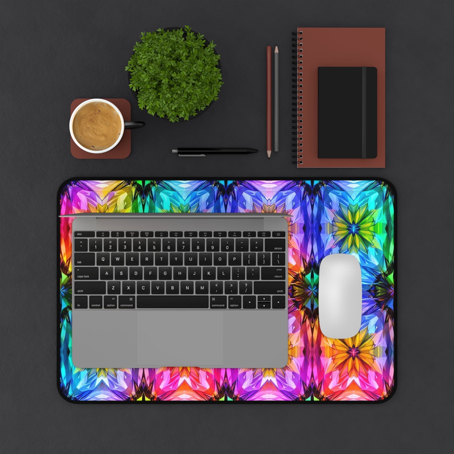 Rainbow Starburst Design Desk Mat