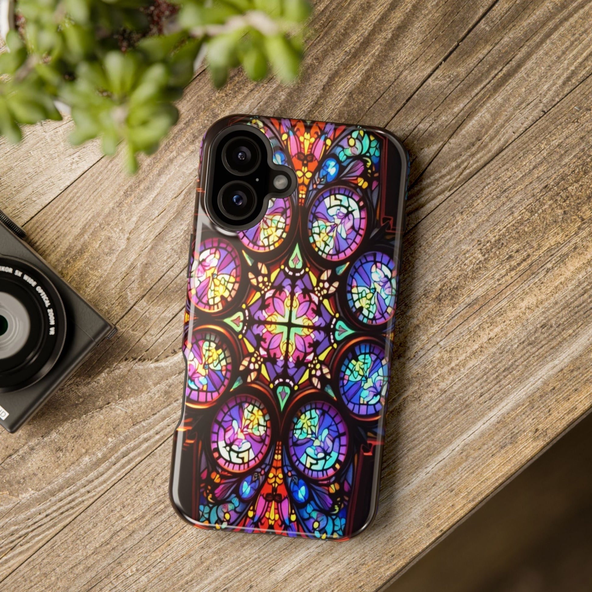 Colorful Hypnotic Stain Glass iPhone tough case with vibrant stained glass design and durable protection