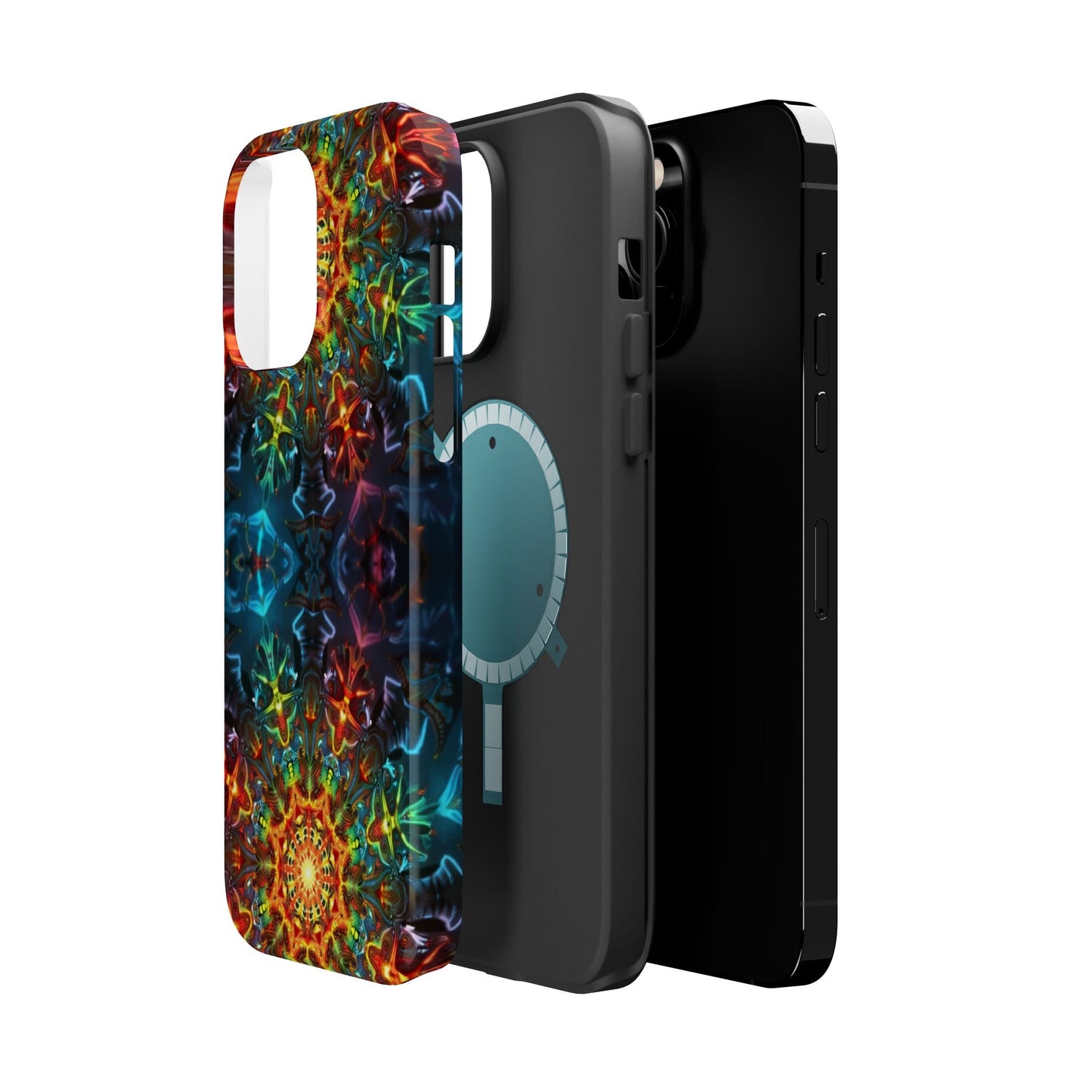 Colorful Abstract Kaleidoscope Design iPhone case with durable dual-layer protection and MagSafe compatibility