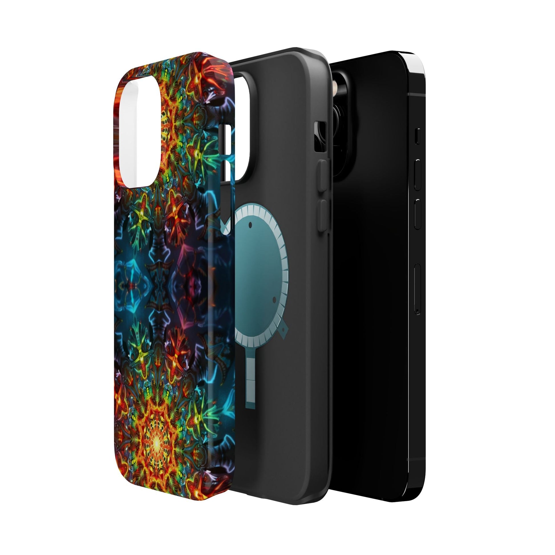 Colorful Abstract Kaleidoscope Design iPhone case with durable dual-layer protection and MagSafe compatibility
