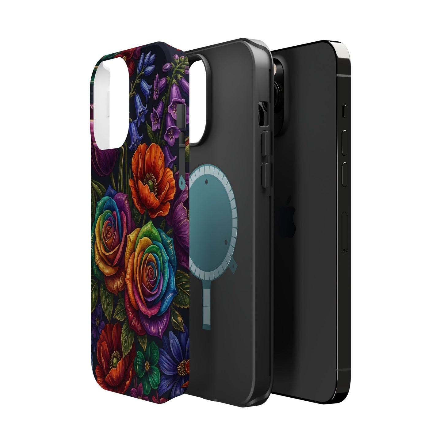 Rainbow Rose iPhone Tough Case — Magnetic Impact-Resistant Phone Case