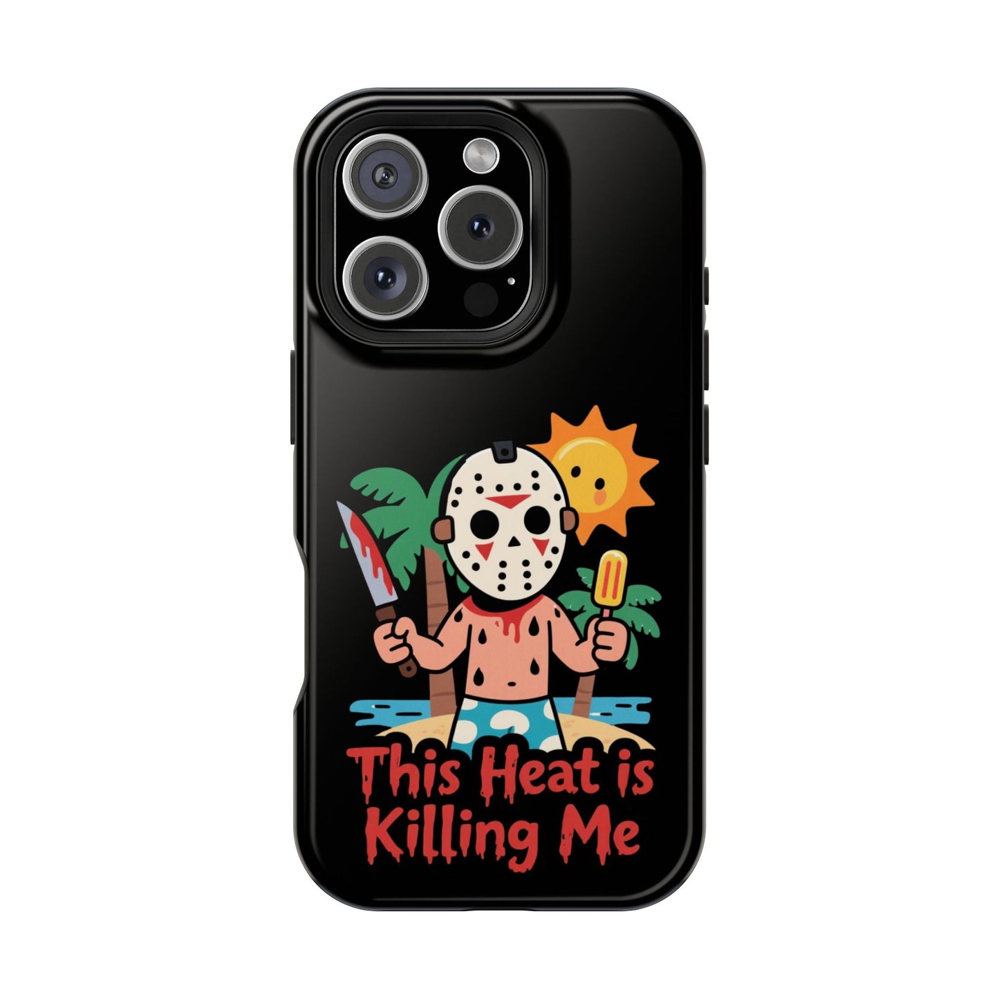 Summerween inspired tough phone case with funny "This Heat is Killing Me" design and MagSafe compatibility