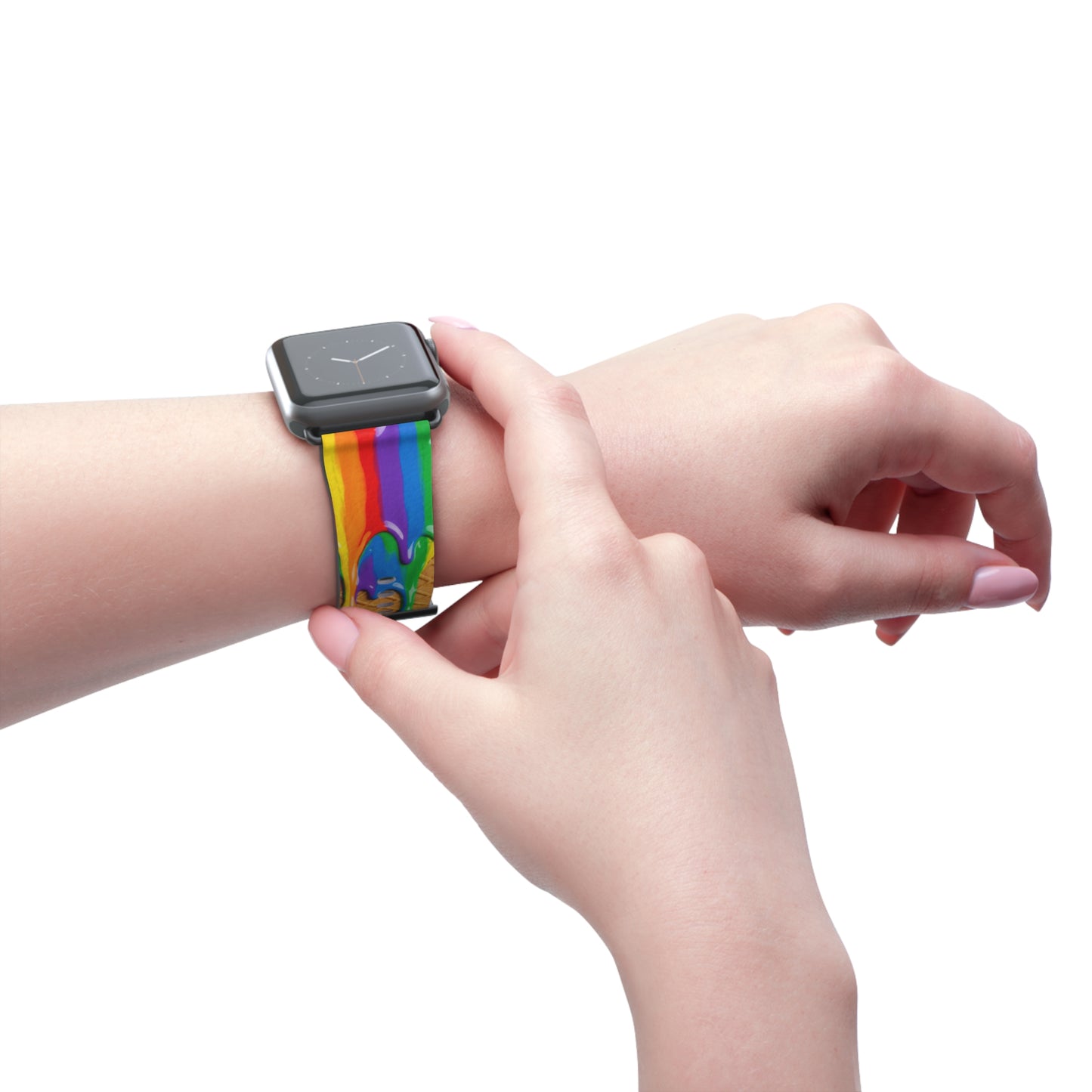 Waffle Rainbow Drip Apple Watch Band Colorful Faux Leather Strap