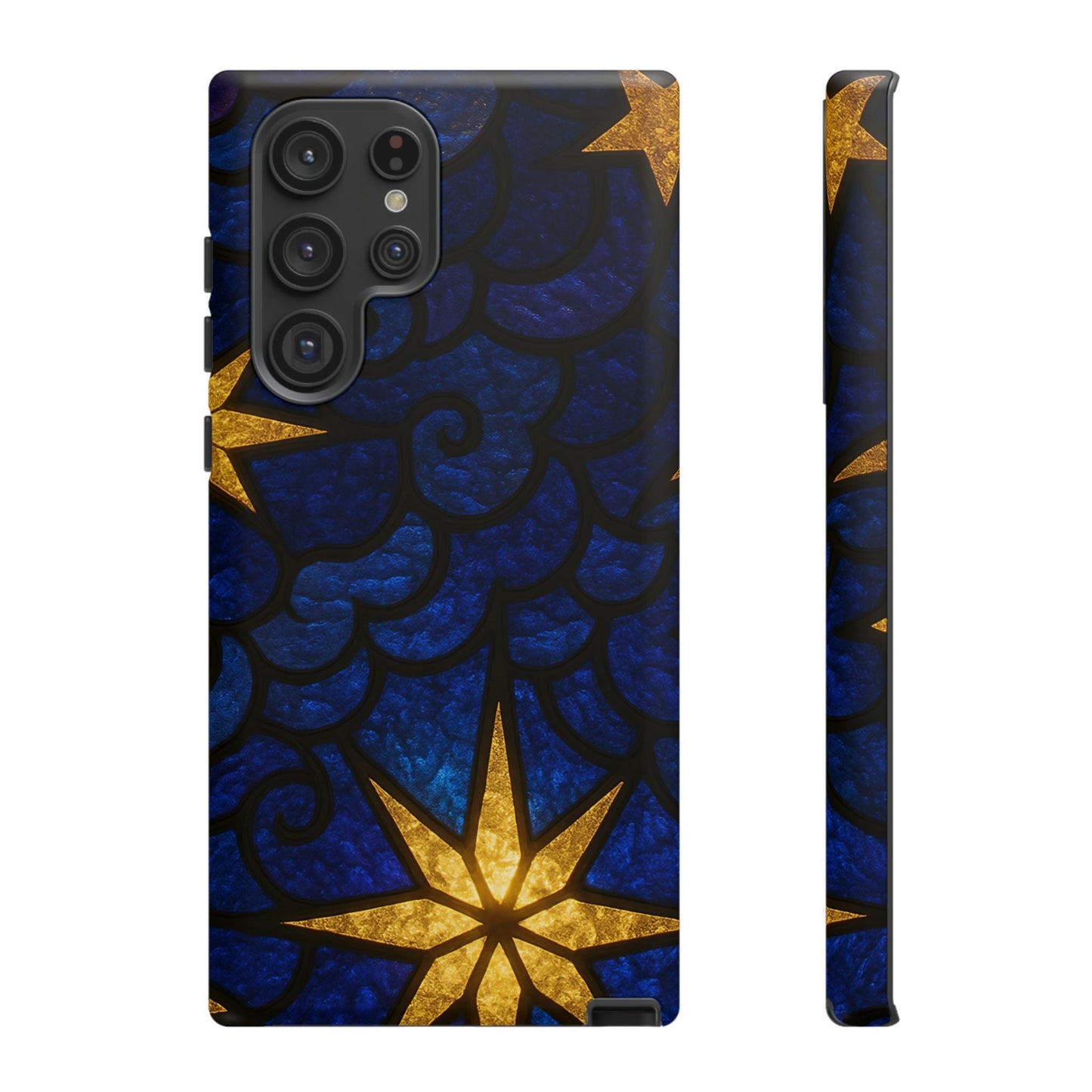 Golden Star Samsung phone case with durable impact-resistant blue and gold star design for Samsung Galaxy models