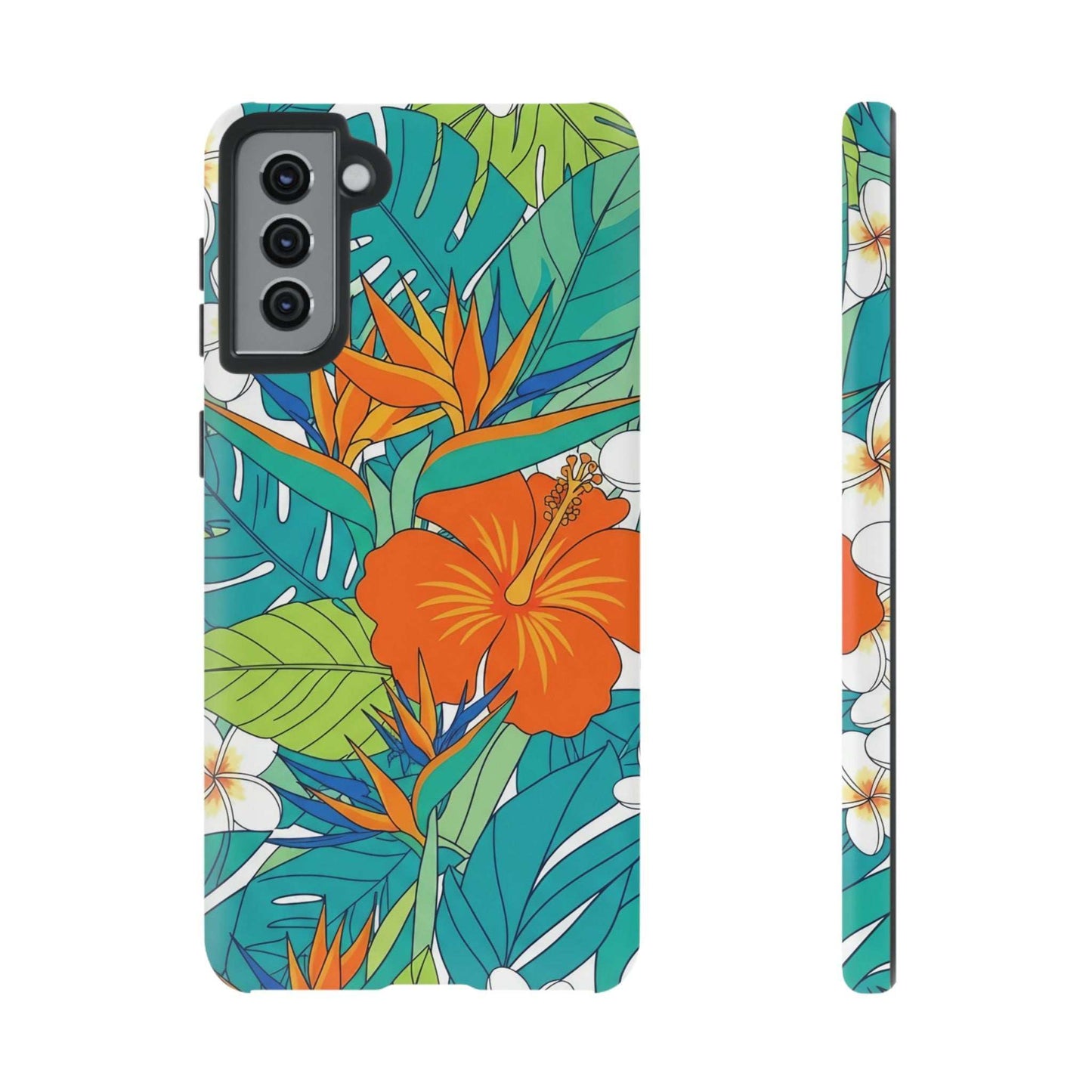 Vibrant Floral Samsung Case with colorful tropical flower design and durable protective cover