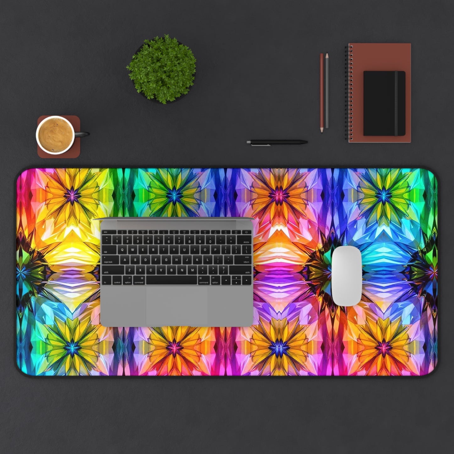 Rainbow Starburst Design Desk Mat