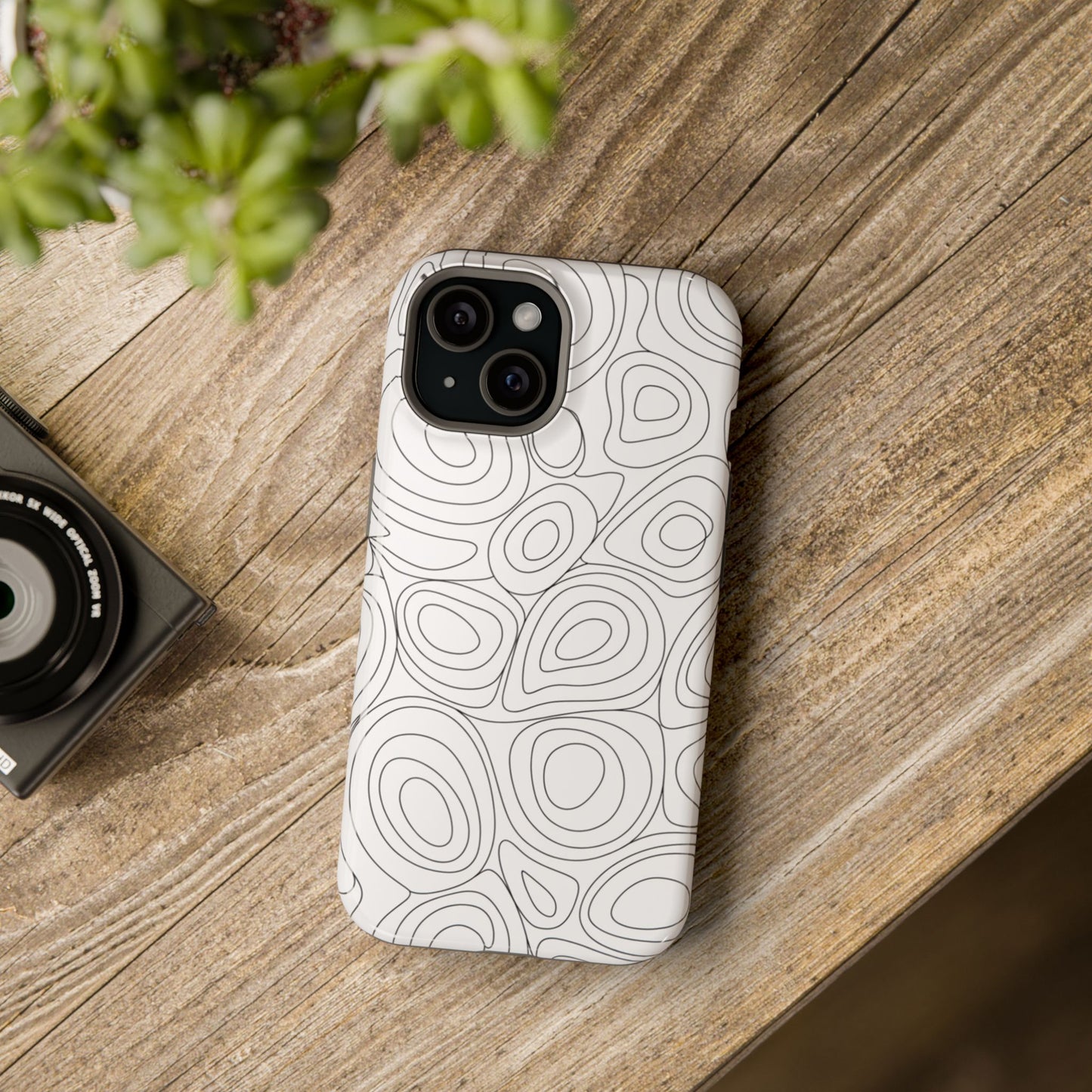 Black and White Abstract Circles Design iPhone Tough Case