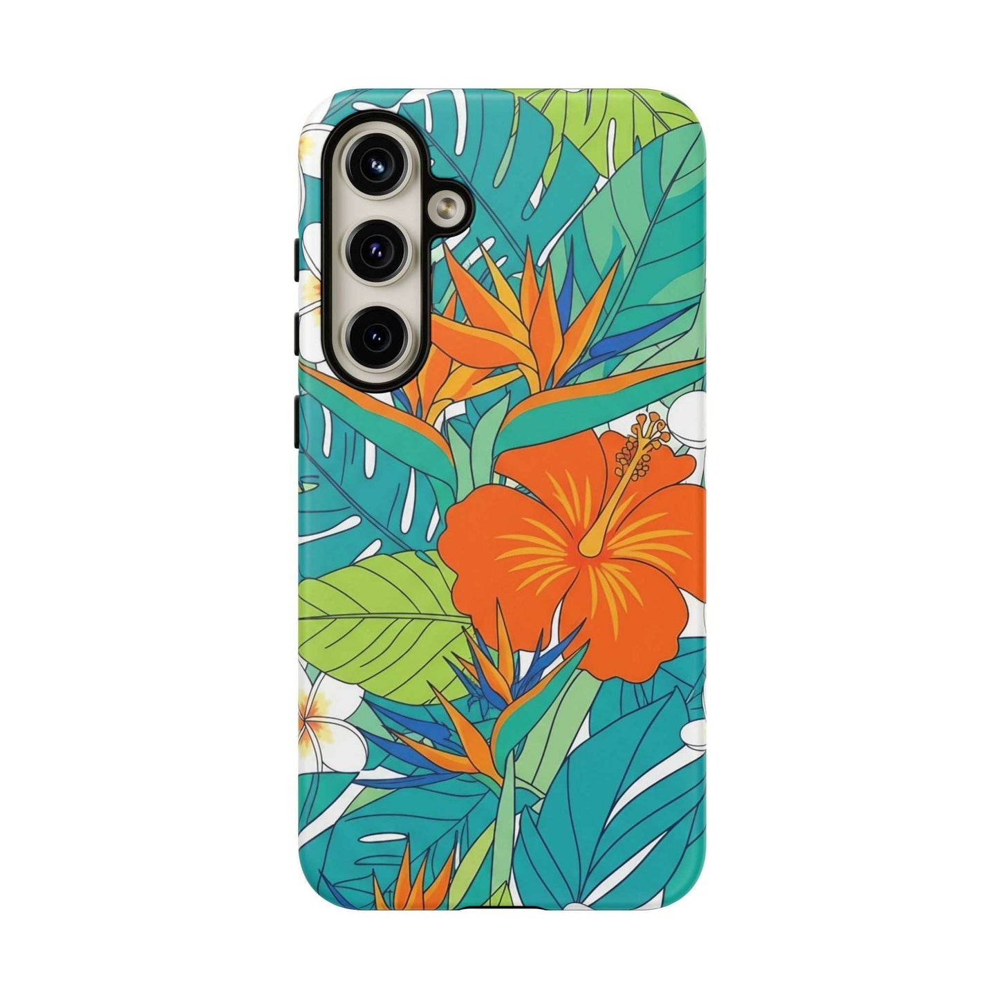 Vibrant floral Samsung phone case with durable shock-absorbing dual layer protection and UV resistance