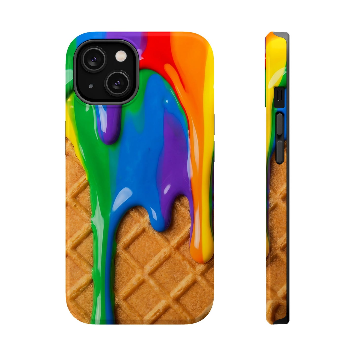 Waffle Rainbow Drip iPhone Case MagSafe Tough Protective Colorful Phone Case