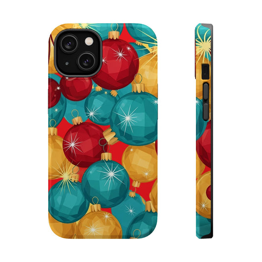 iPhone case with colorful Christmas Tree Sparkle Bulbs pattern for festive holiday protection