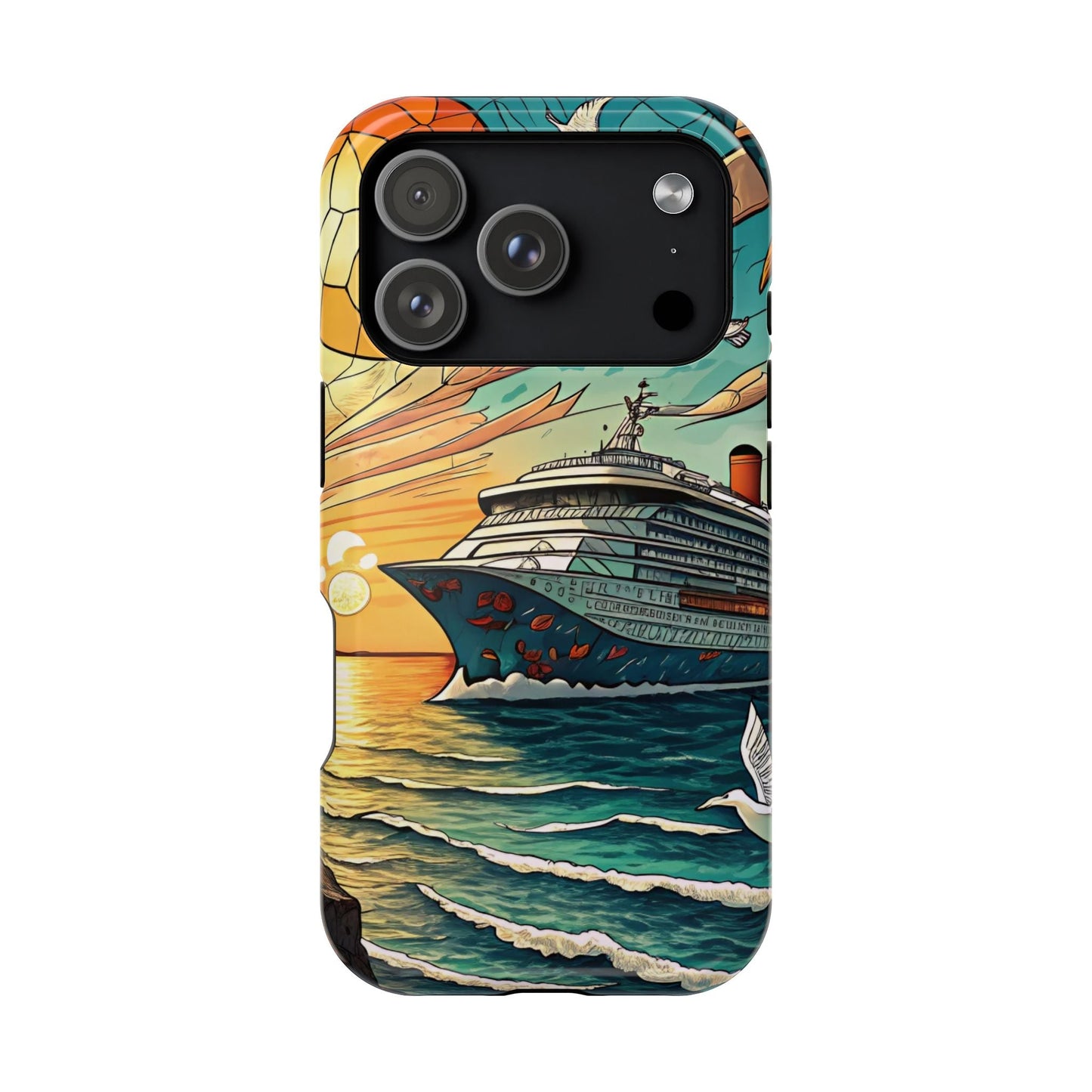 Cruise Vacation iPhone Tough Case with ocean cruise ship design and dual-layer protection for iPhone