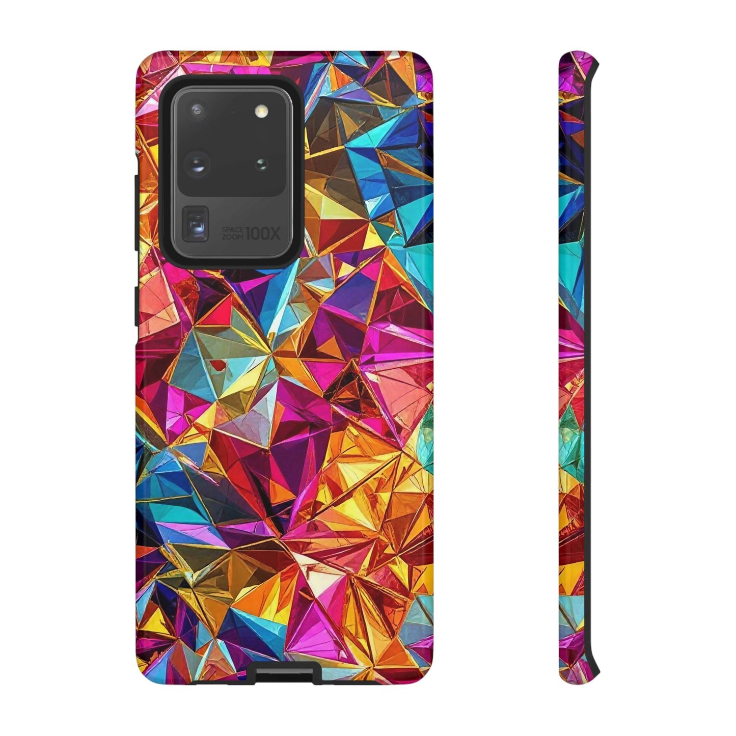 Colorful geometric rainbow foil Samsung phone case with durable protective design