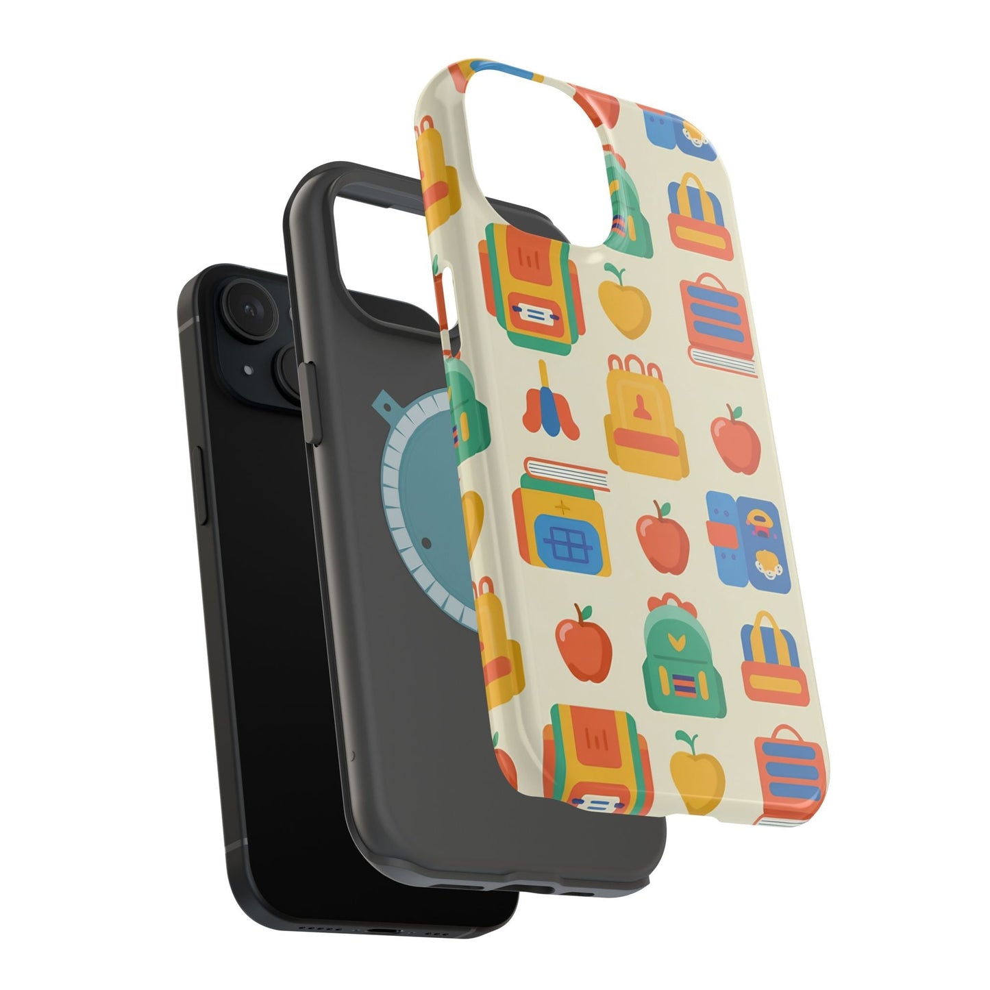 Back to School Phone Case for iPhone with durable dual-layer protection and colorful school supplies design