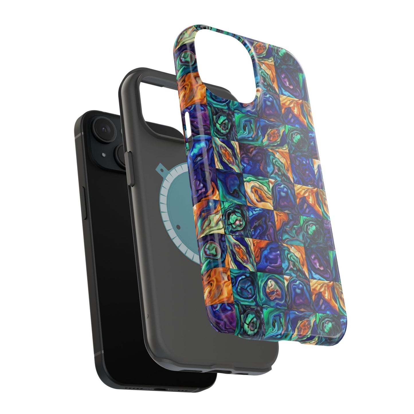 Abstract Purple & Green Seascape Magnetic Impact-Resistant iPhone Case
