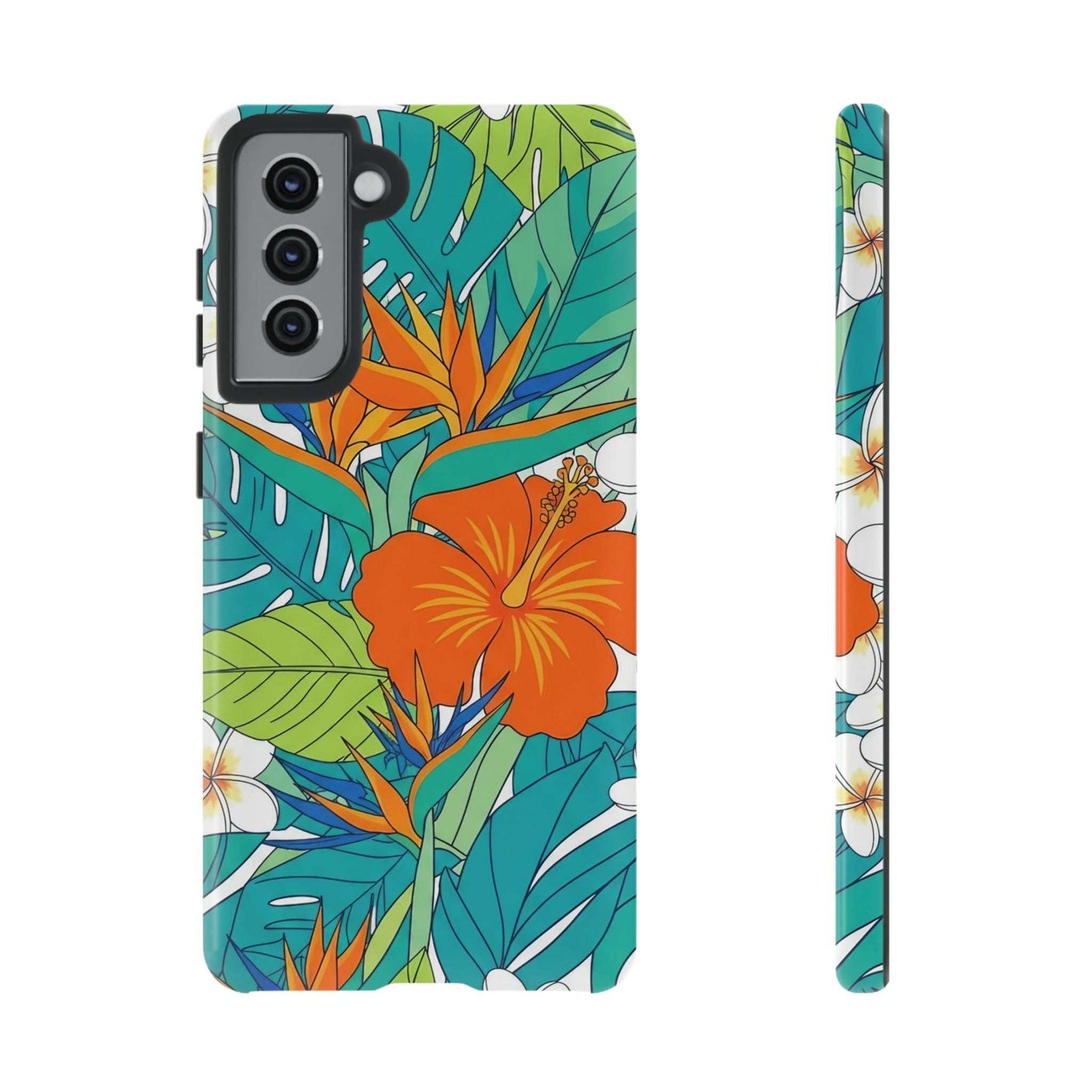 Vibrant Floral Samsung Case with colorful tropical flower design and durable protective cover