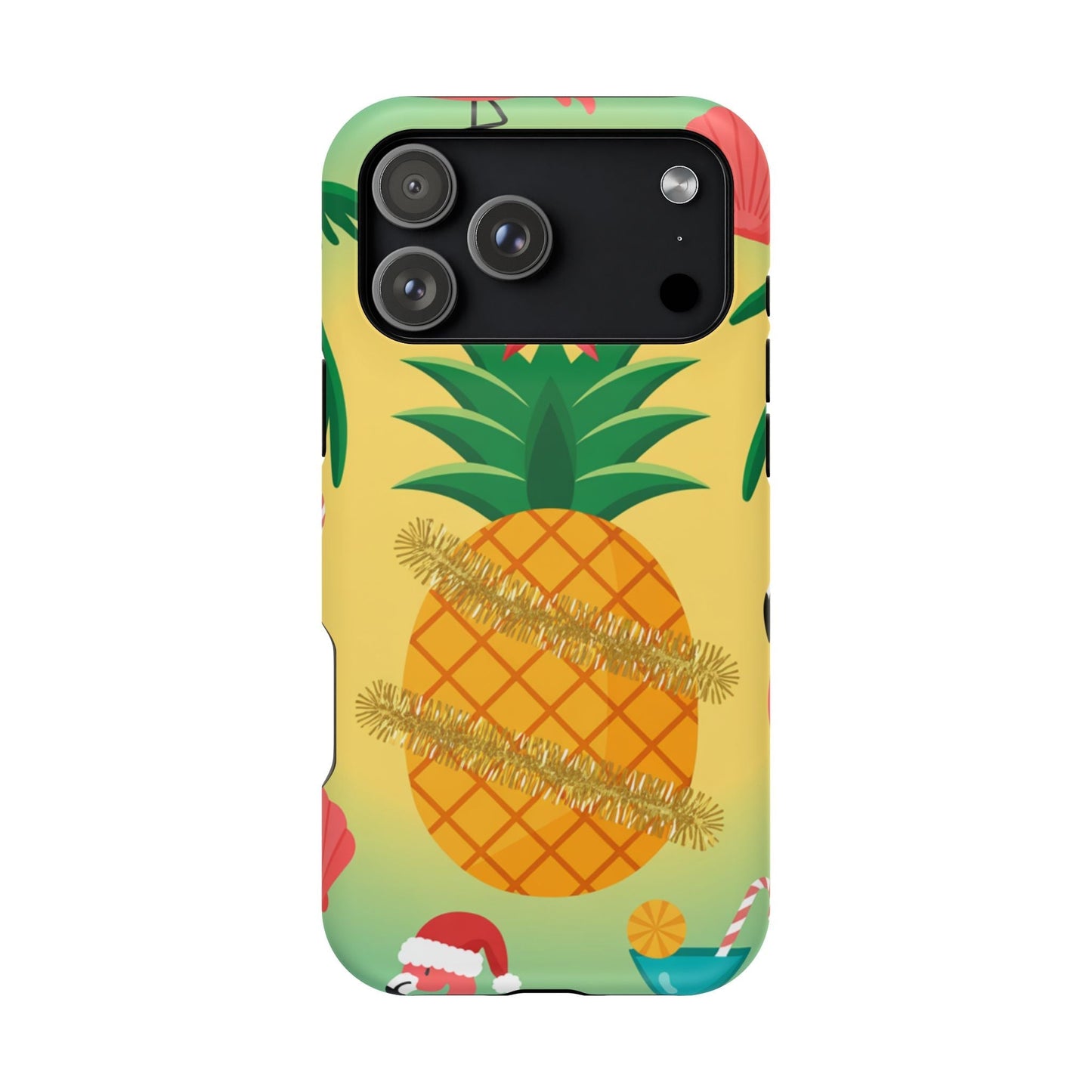 iPhone case with festive pineapple Christmas design and MagSafe compatibility