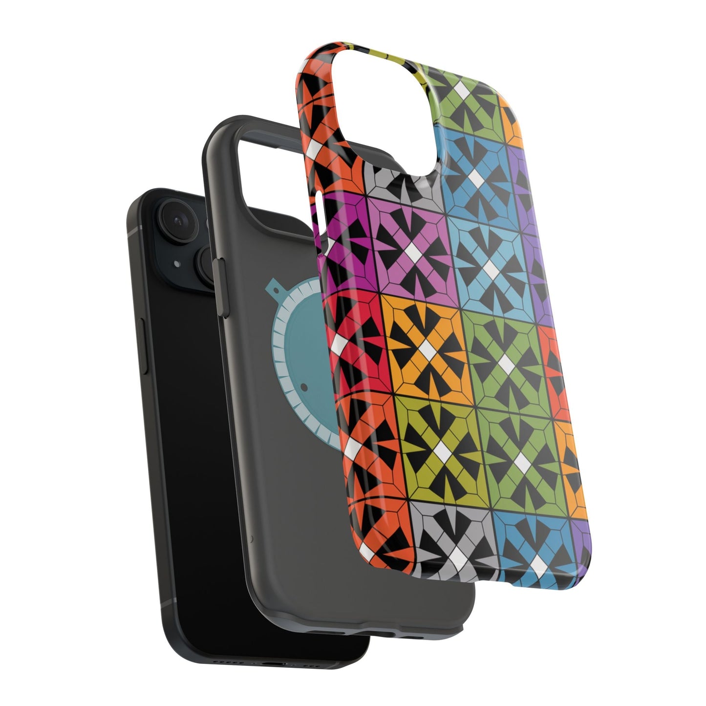 Rainbow Squares iPhone Tough Case with colorful square pattern and durable dual-layer protection for iPhone.