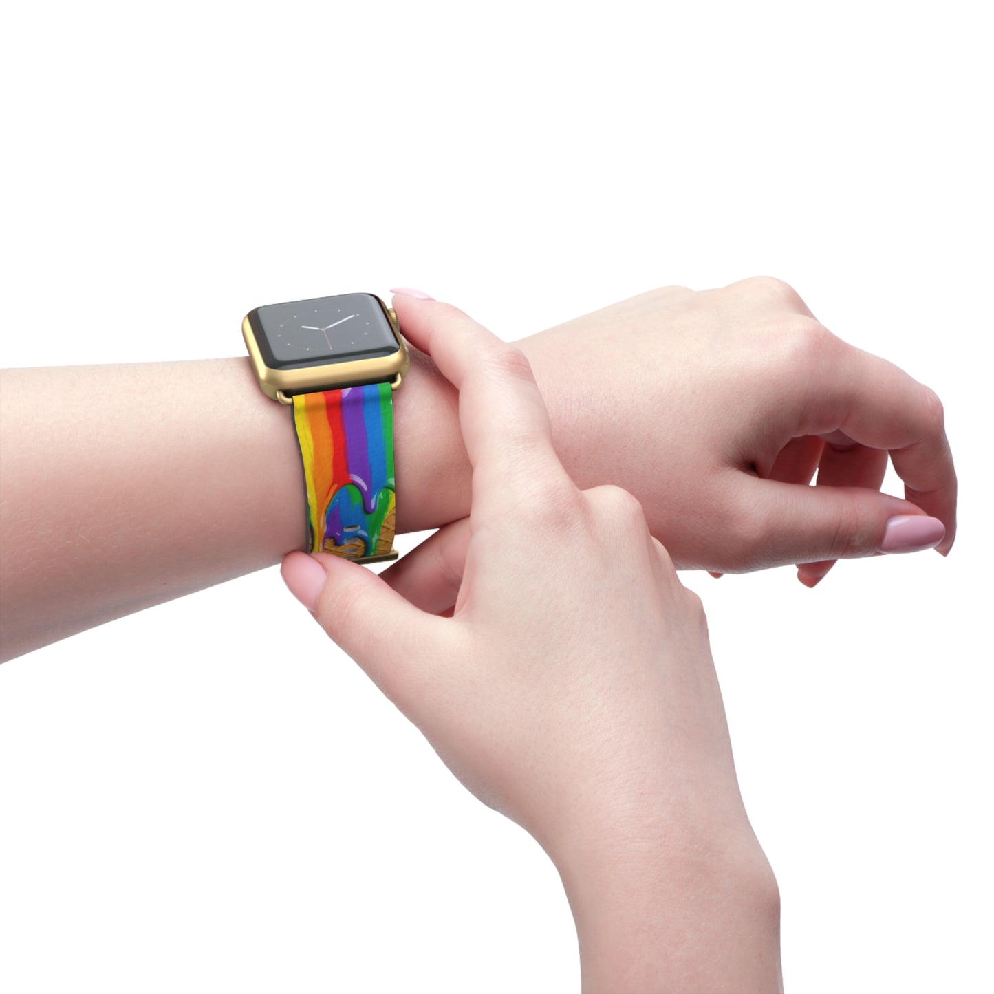 Waffle Rainbow Drip Apple Watch Band Colorful Faux Leather Strap