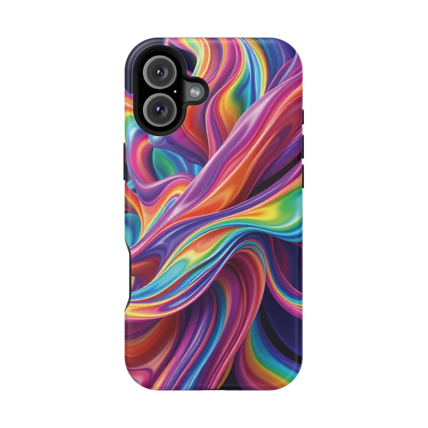 Wrapping Rainbow Design vibrant iPhone tough case with durable dual-layer protection and MagSafe compatibility