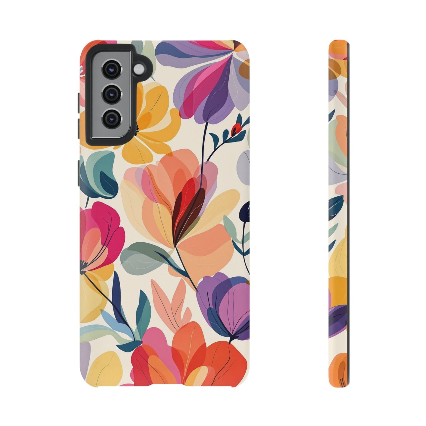 Watercolor Floral Samsung Tough Case with vibrant multicolor flower design and durable protective cover for Samsung phone