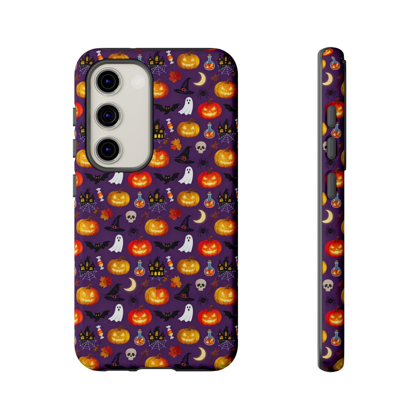 Halloween Pattern Tough Phone Case — Cute Pumpkin, Ghost & Skull