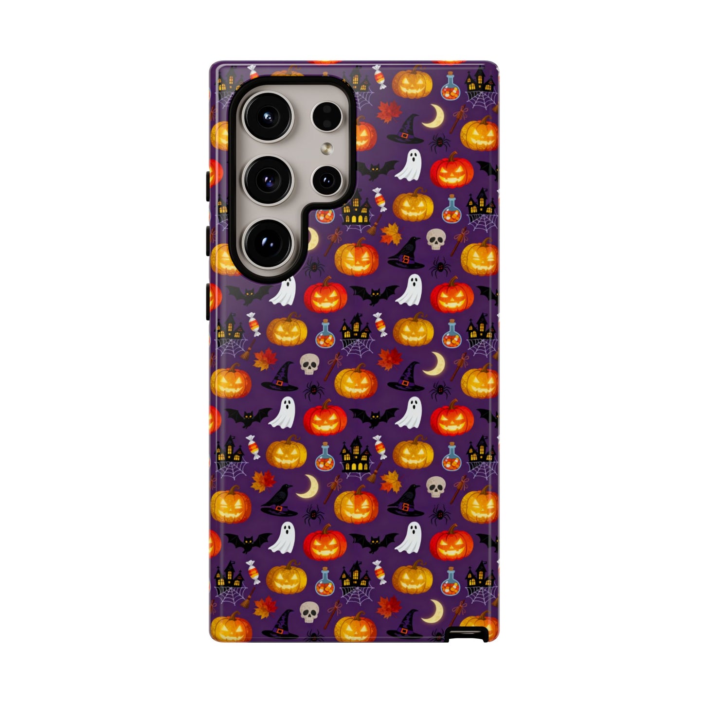 Halloween Pattern Tough Phone Case — Cute Pumpkin, Ghost & Skull