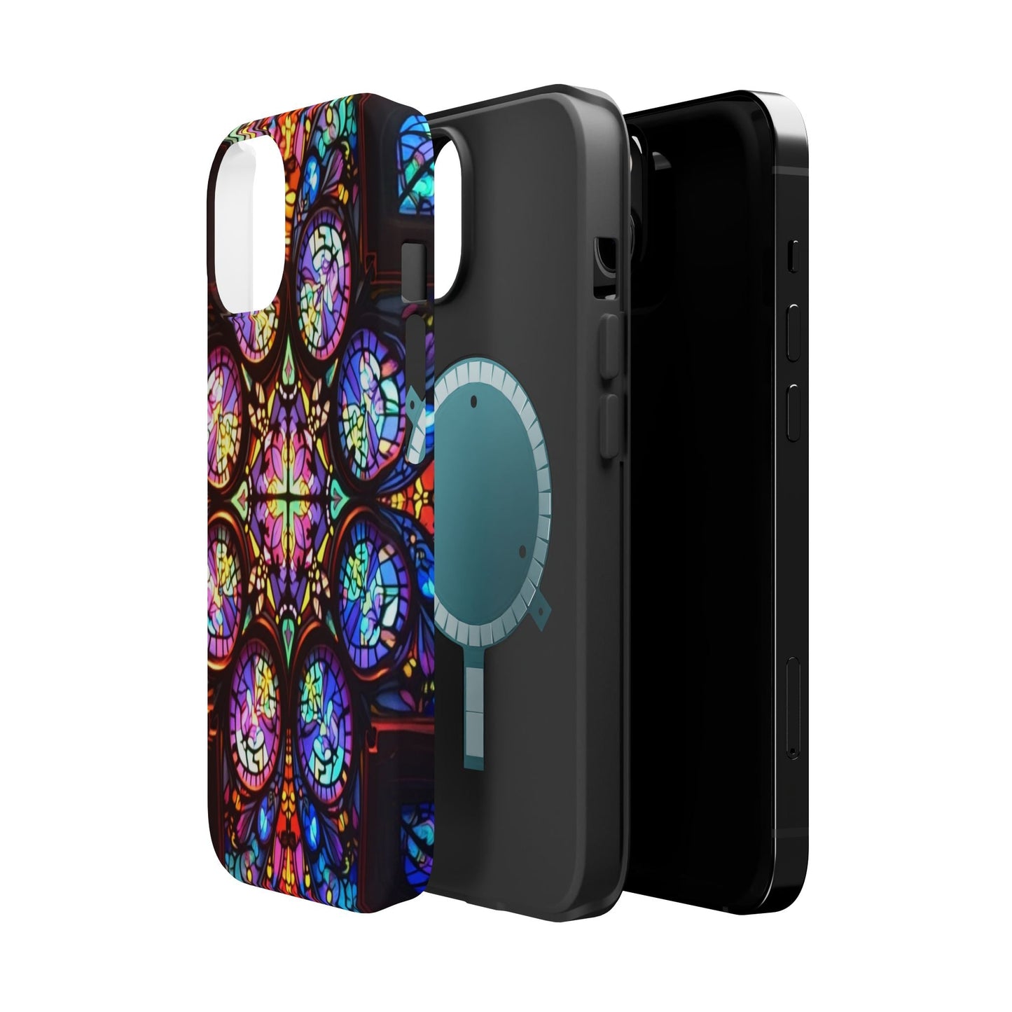 Colorful Hypnotic Stain Glass iPhone tough case with vibrant stained-glass design and durable dual-layer protection.
