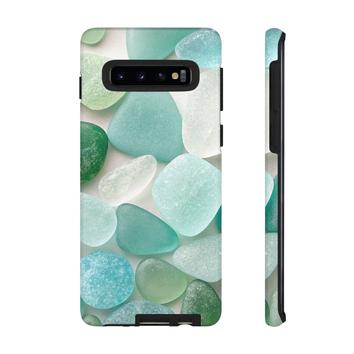 Samsung phone case with calming sea glass design, durable and impact-resistant protection for Galaxy models.