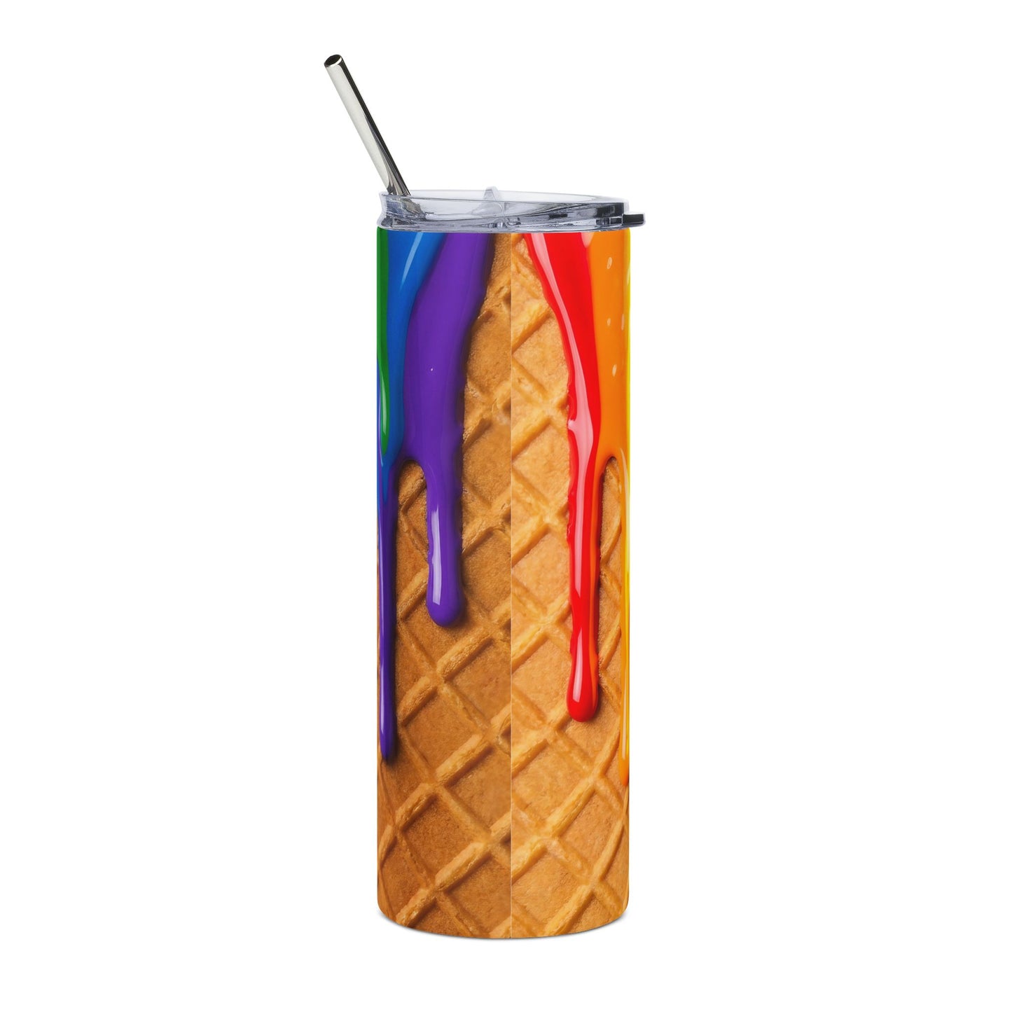 Waffle Rainbow Drip 20 oz Stainless Steel Tumbler with Lid and Straw