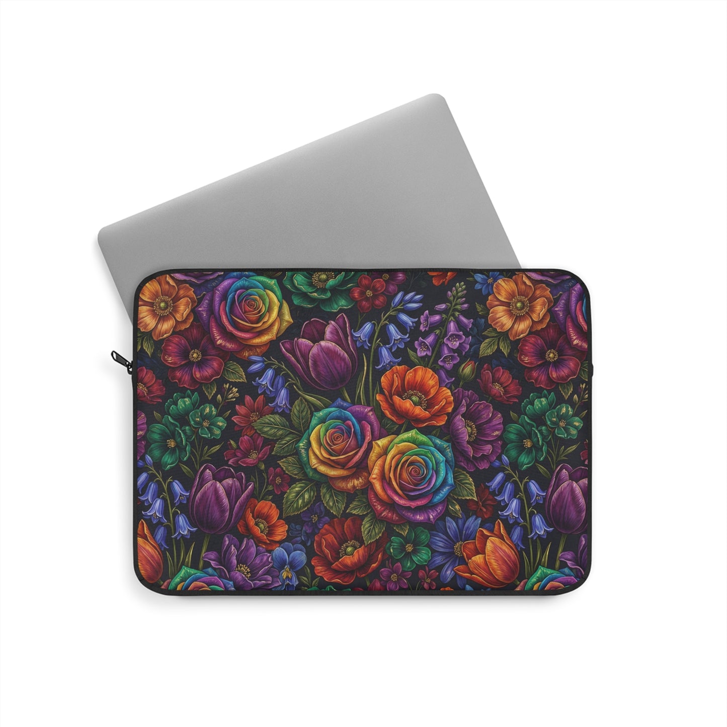 Rainbow Rose Laptop Sleeve — Floral Rainbow Protective Case