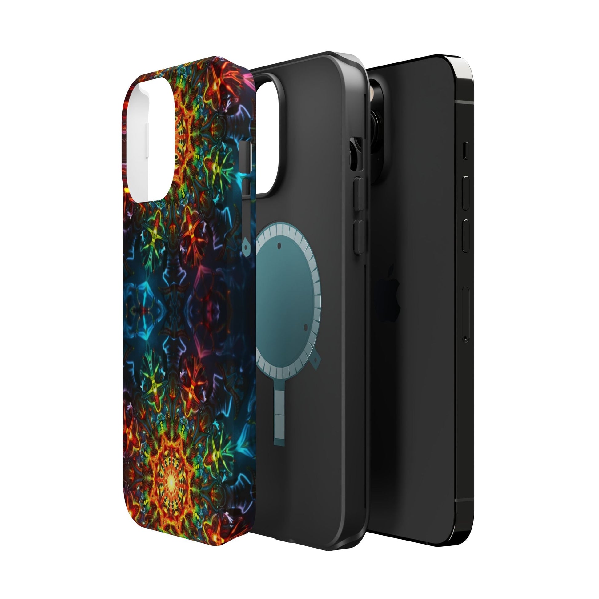 Abstract Kaleidoscope Design vibrant colorful protective iPhone case with dual-layer shock absorption and MagSafe compatibility