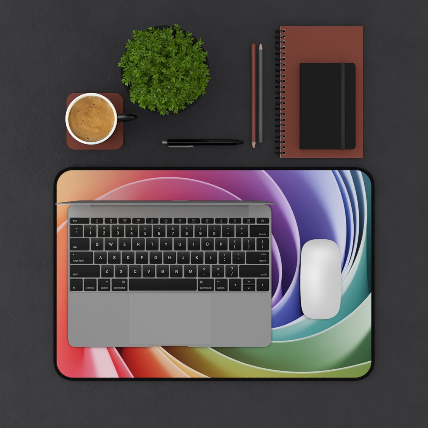Twisted Rainbow Swirl Desk Mat