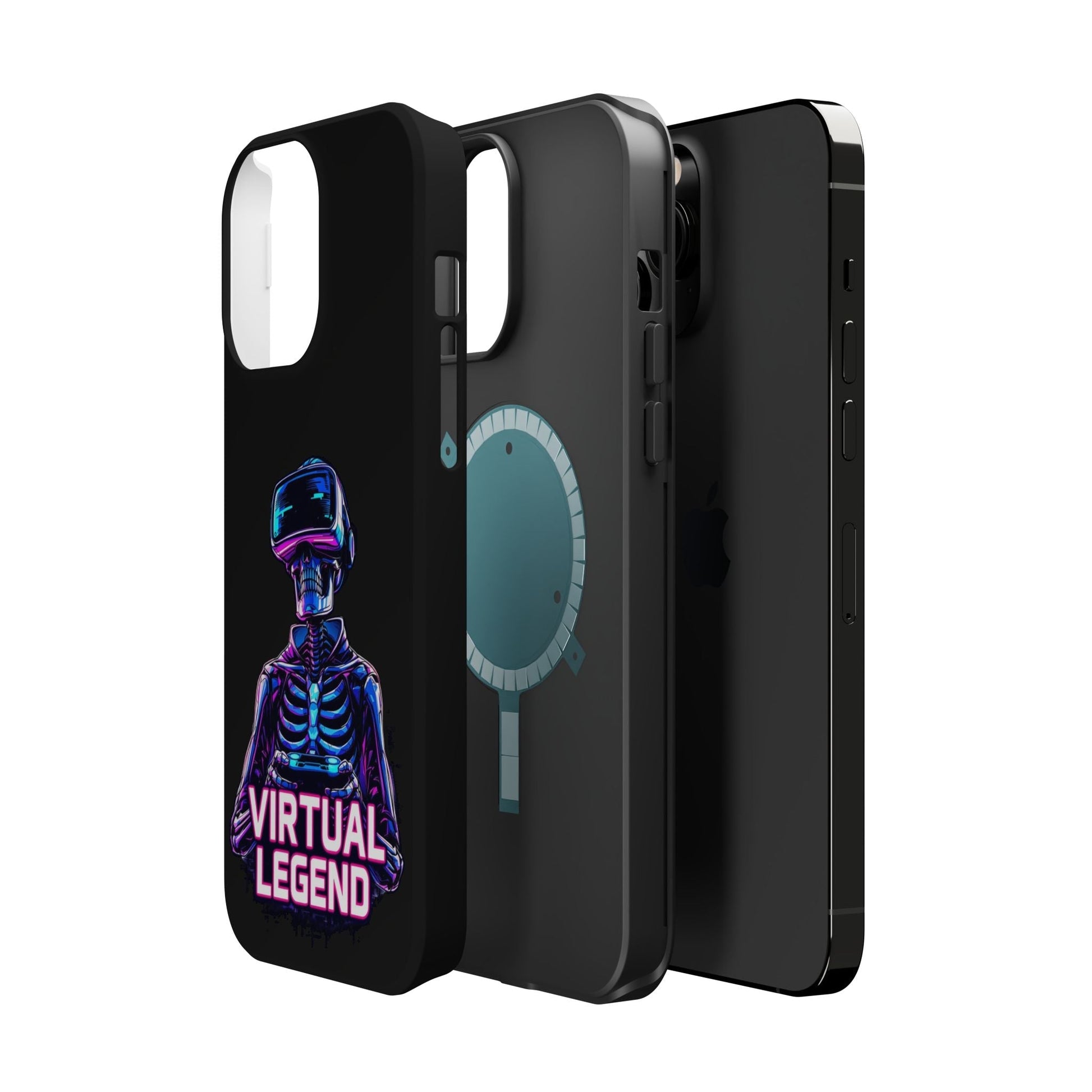 Virtual Legend Gamer iPhone tough case with durable dual-layer protection and vibrant skeleton gamer design.