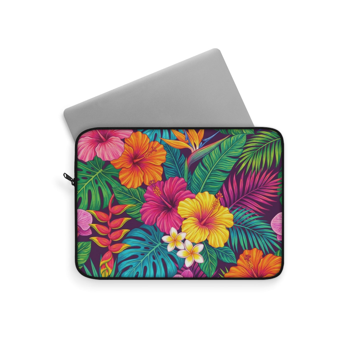 Vibrant Tropical Floral Laptop Sleeve — Colorful Hawaiian Flower Laptop Case