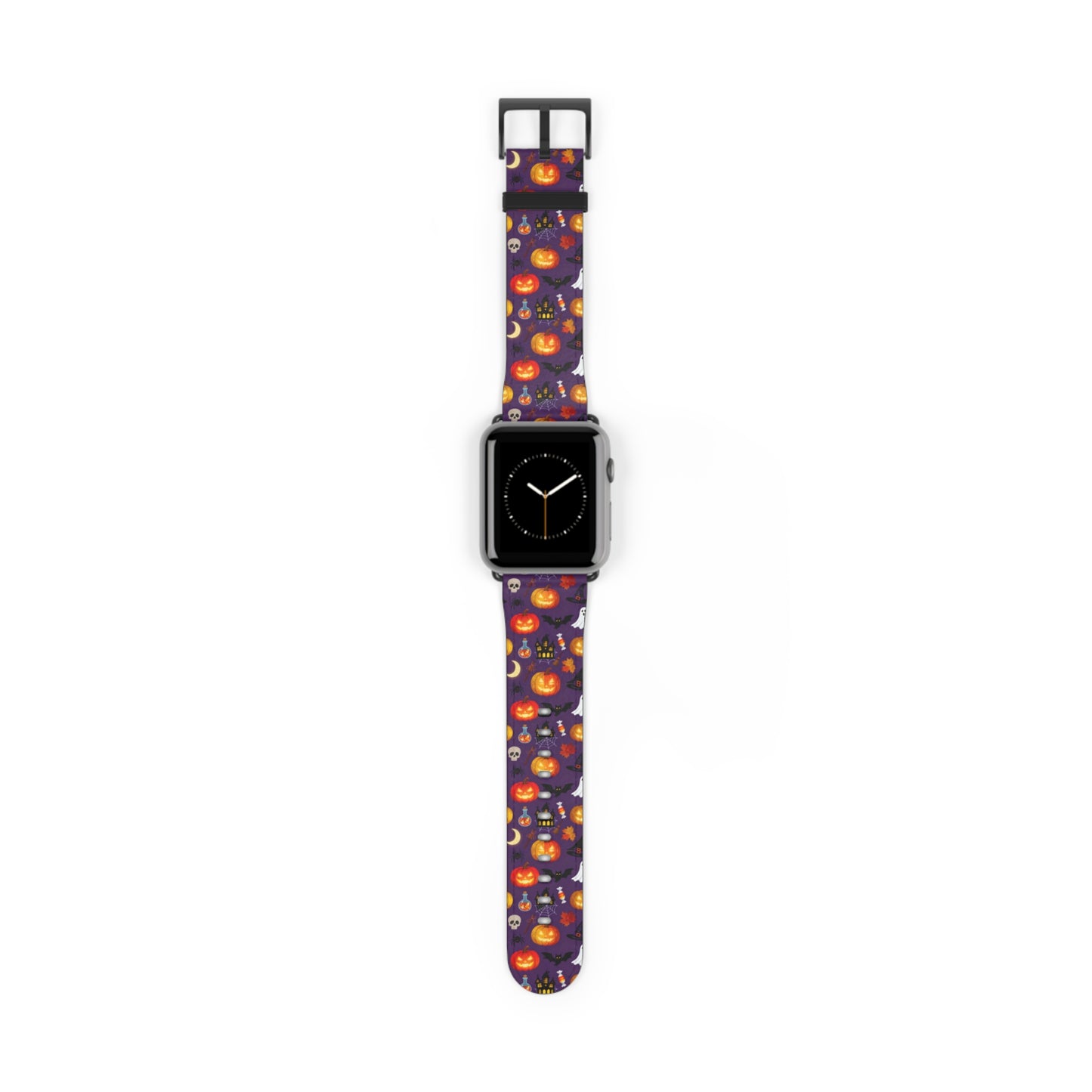 Halloween Pumpkin Pattern Watch Band — Spooky Orange Jack-O'-Lantern Apple Watch Strap