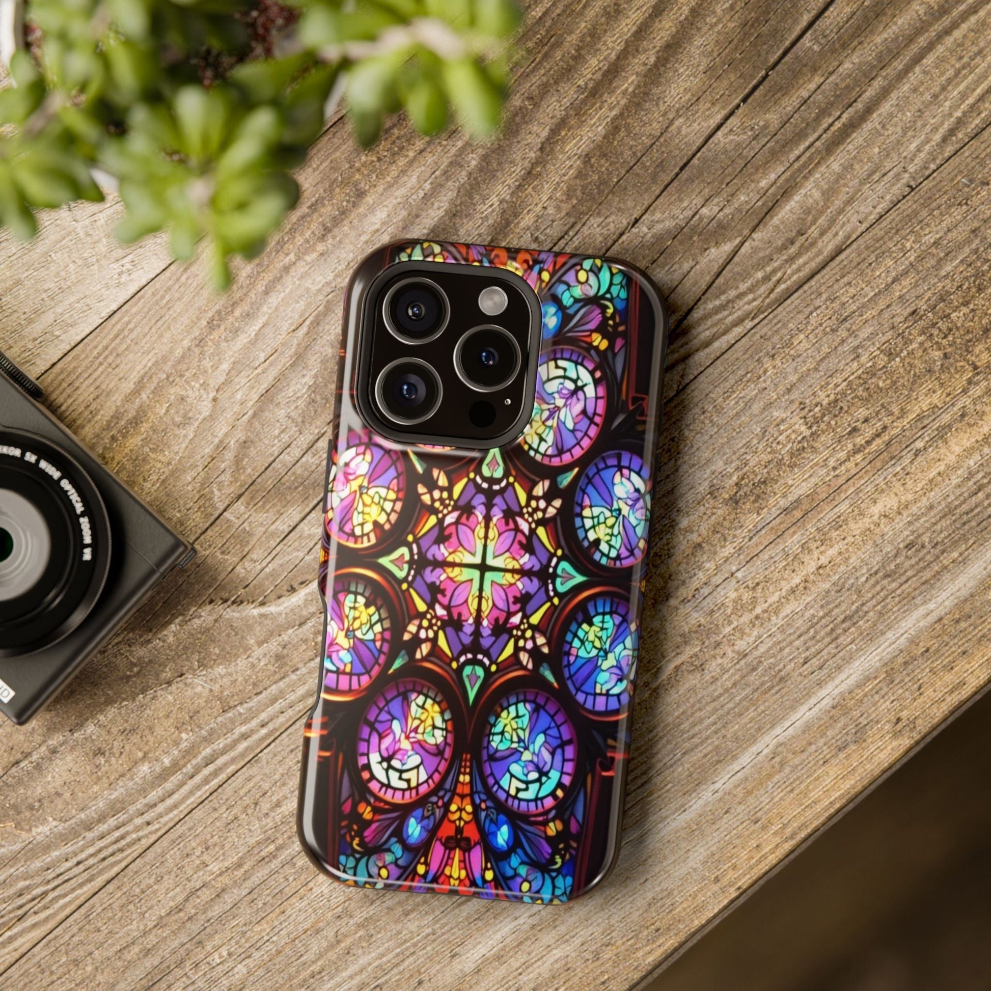 Colorful Hypnotic Stain Glass iPhone tough case with vibrant stained-glass pattern and durable protection
