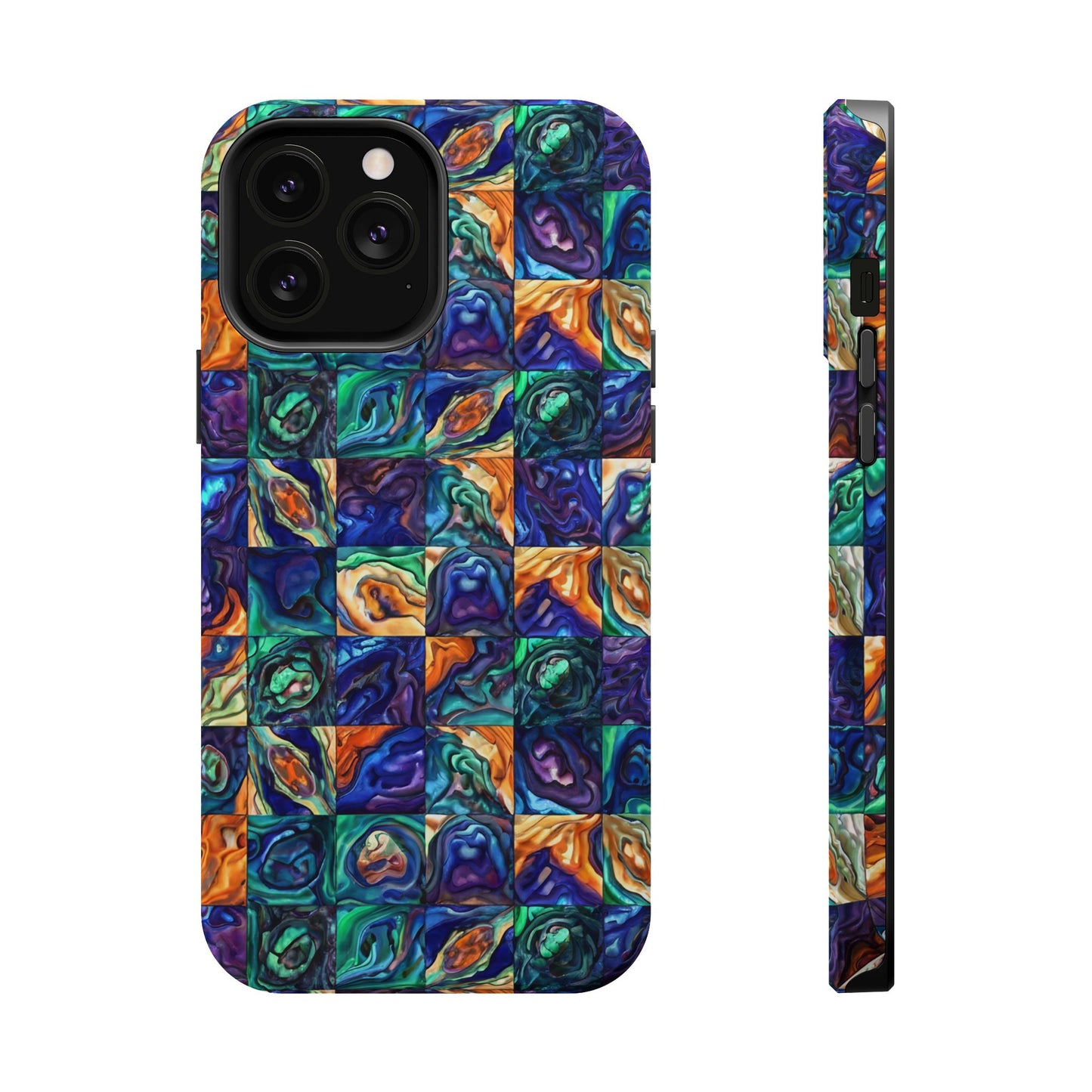 Abstract Purple & Green Seascape Magnetic Impact-Resistant iPhone Case
