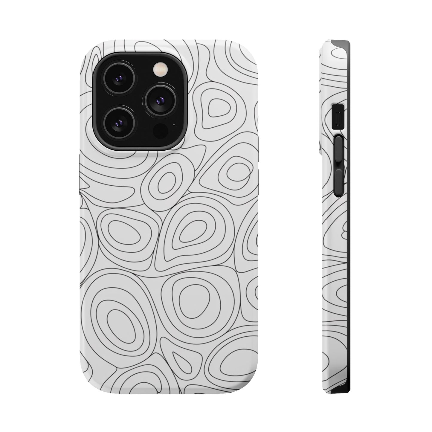 Black and White Abstract Circles Design iPhone Tough Case