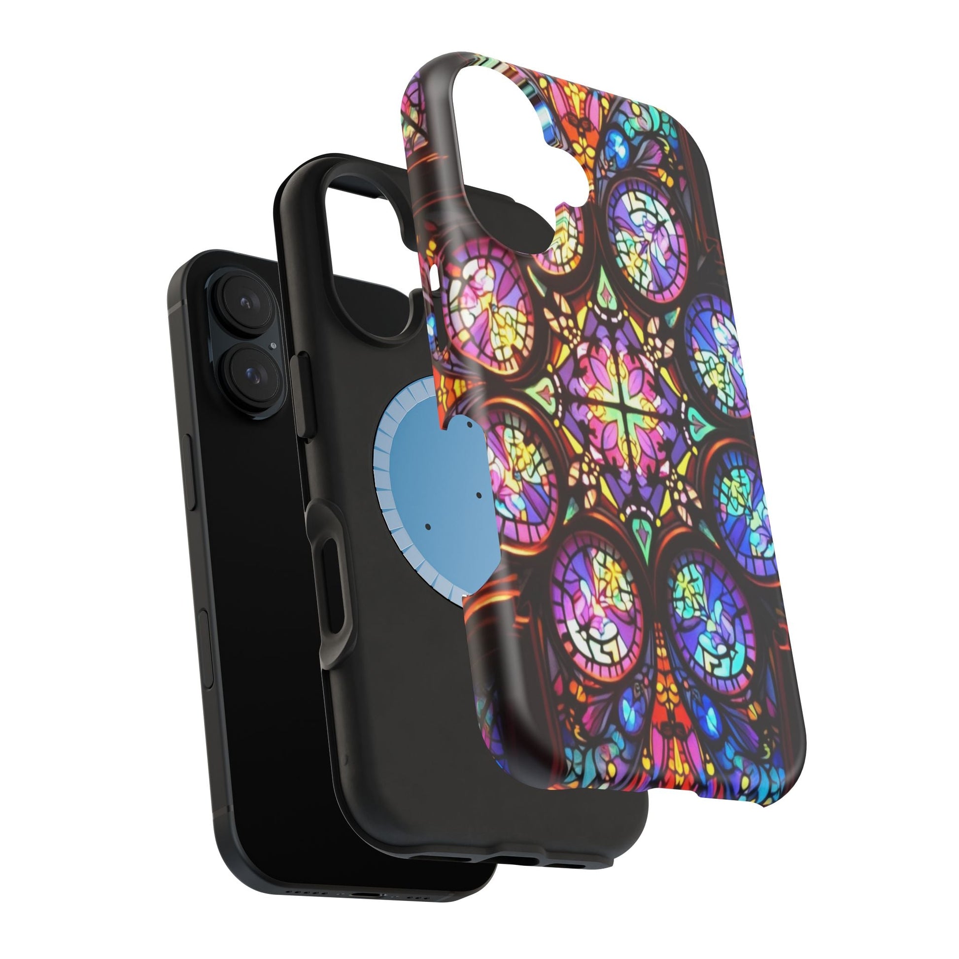 Colorful Hypnotic Stain Glass iPhone tough case with vibrant stained glass design and MagSafe compatibility