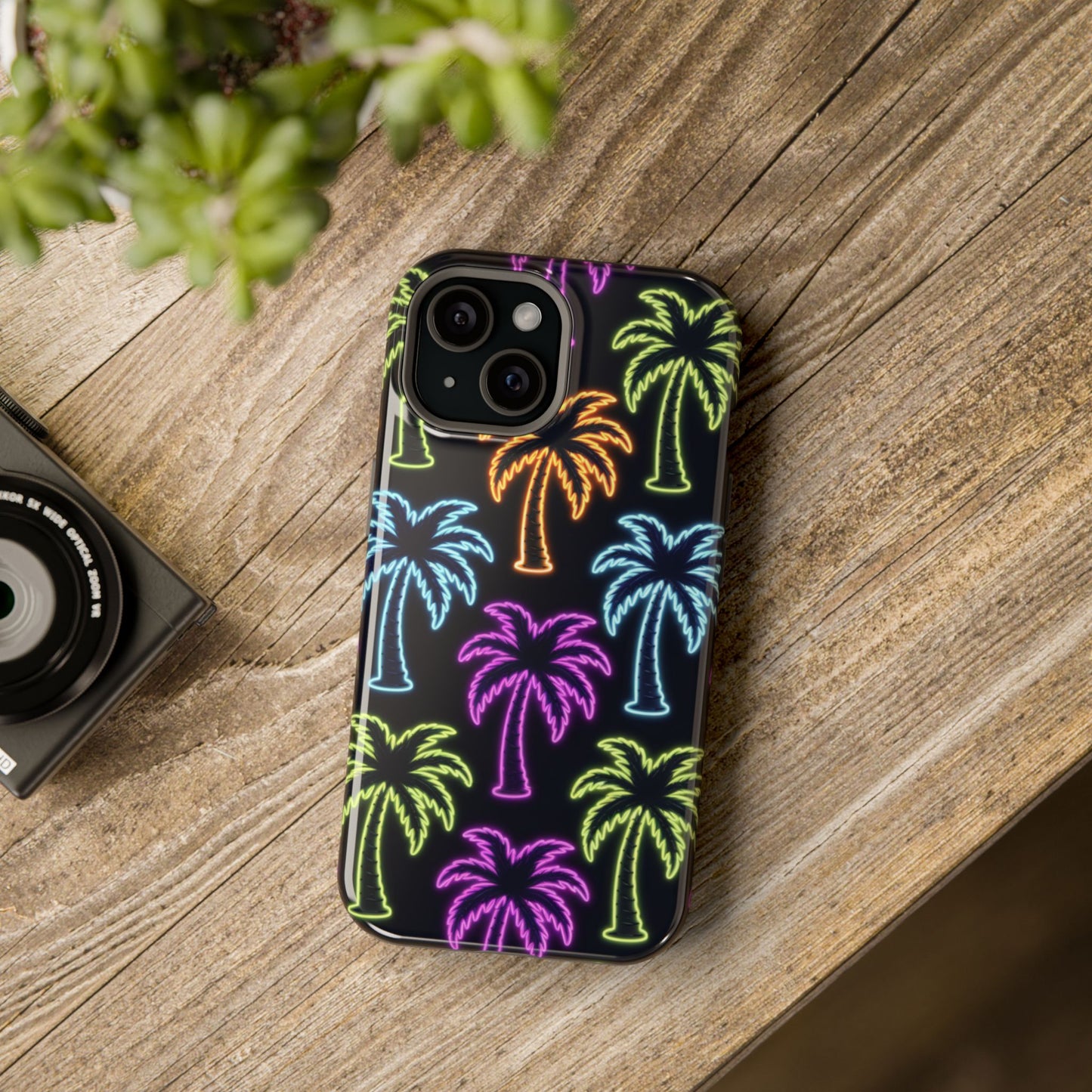 Neon Palm Tree iPhone Tough Case